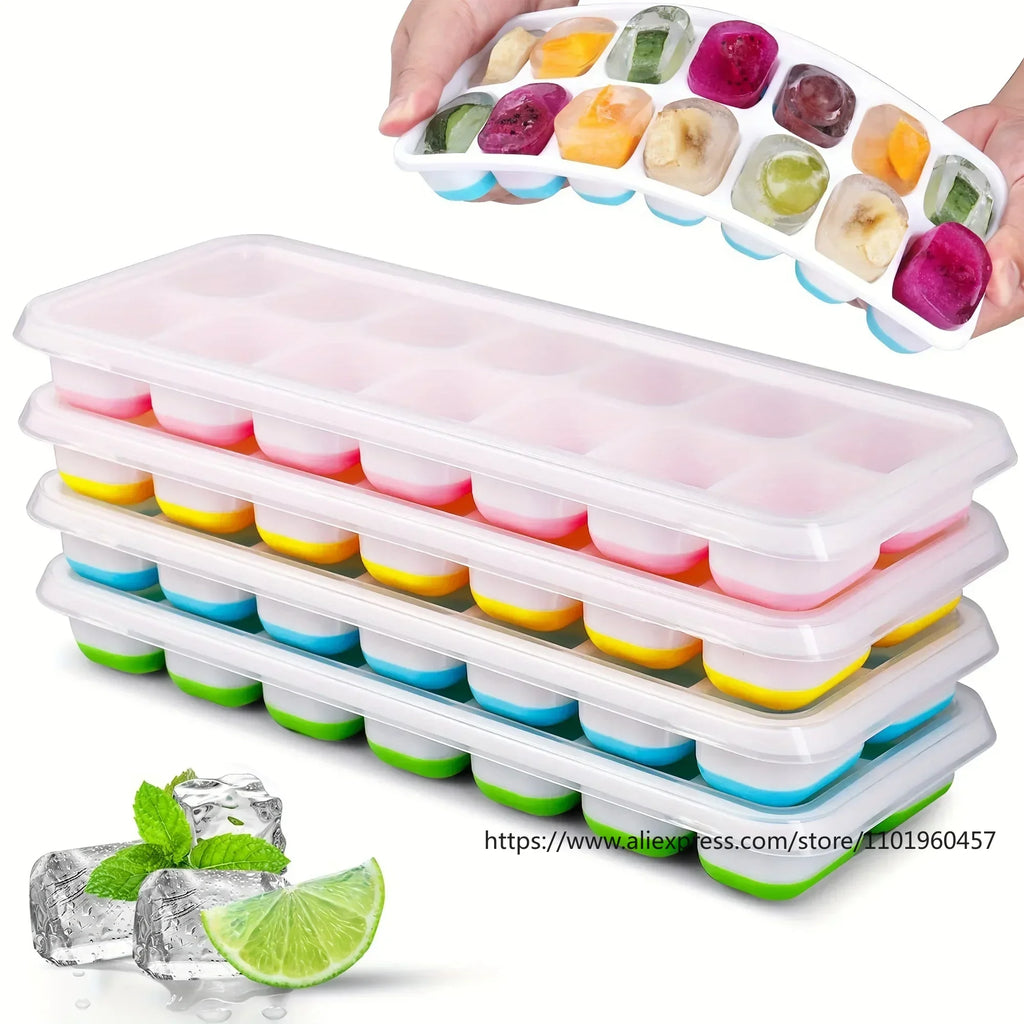Silicone Ice Cube Mold – Stackable Tray with Spill-Proof Lid Silicone Ice Tray SWANS