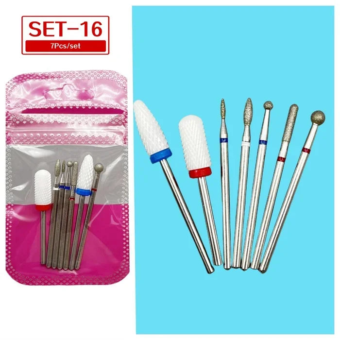 Tungsten Steel Nail Drill Bit Set – Cuticle Milling Cutter 6/7pc