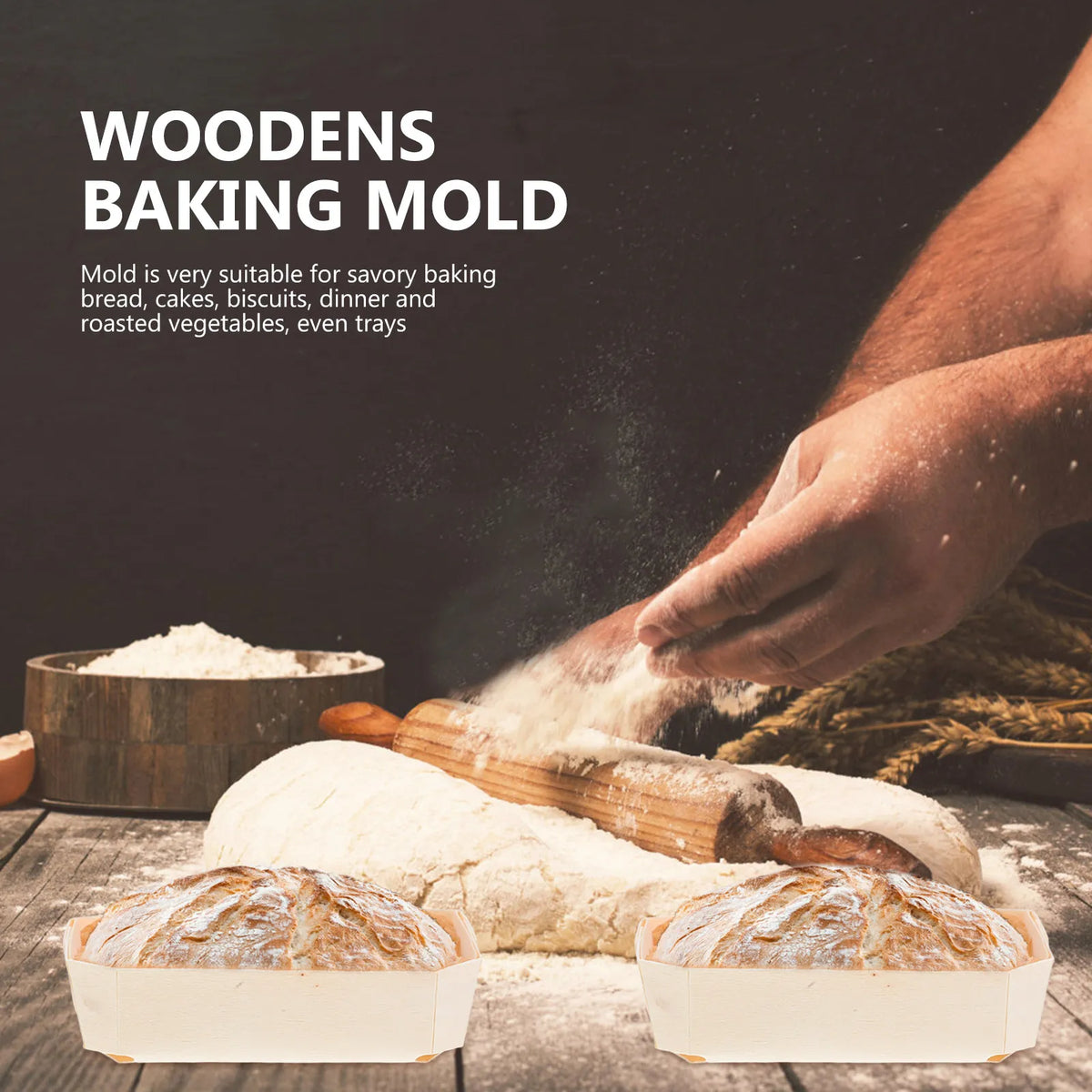 Wooden Baking Mold Set with Paper Liners – 5 Pack Eco-Friendly Wooden Baking Mold SWANS