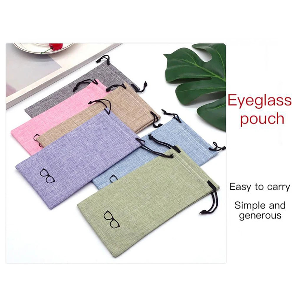 Soft Linen Glasses Case – Dustproof Drawstring Pouch for Travel Eyewear Pouch Case SWANS