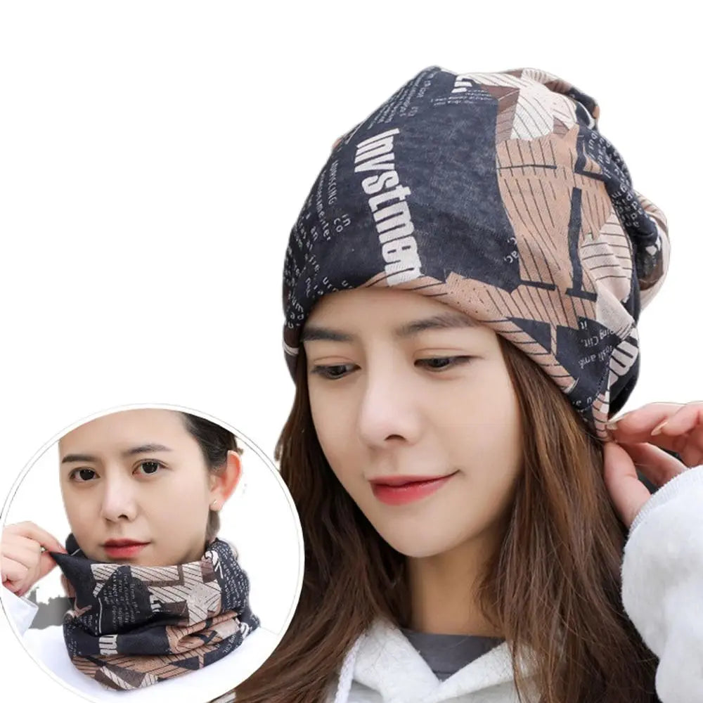 Breathable Turban Beanie Cap – Women's Ruffle Stripe Head Wrap Turban Beanie Cap SWANS 6