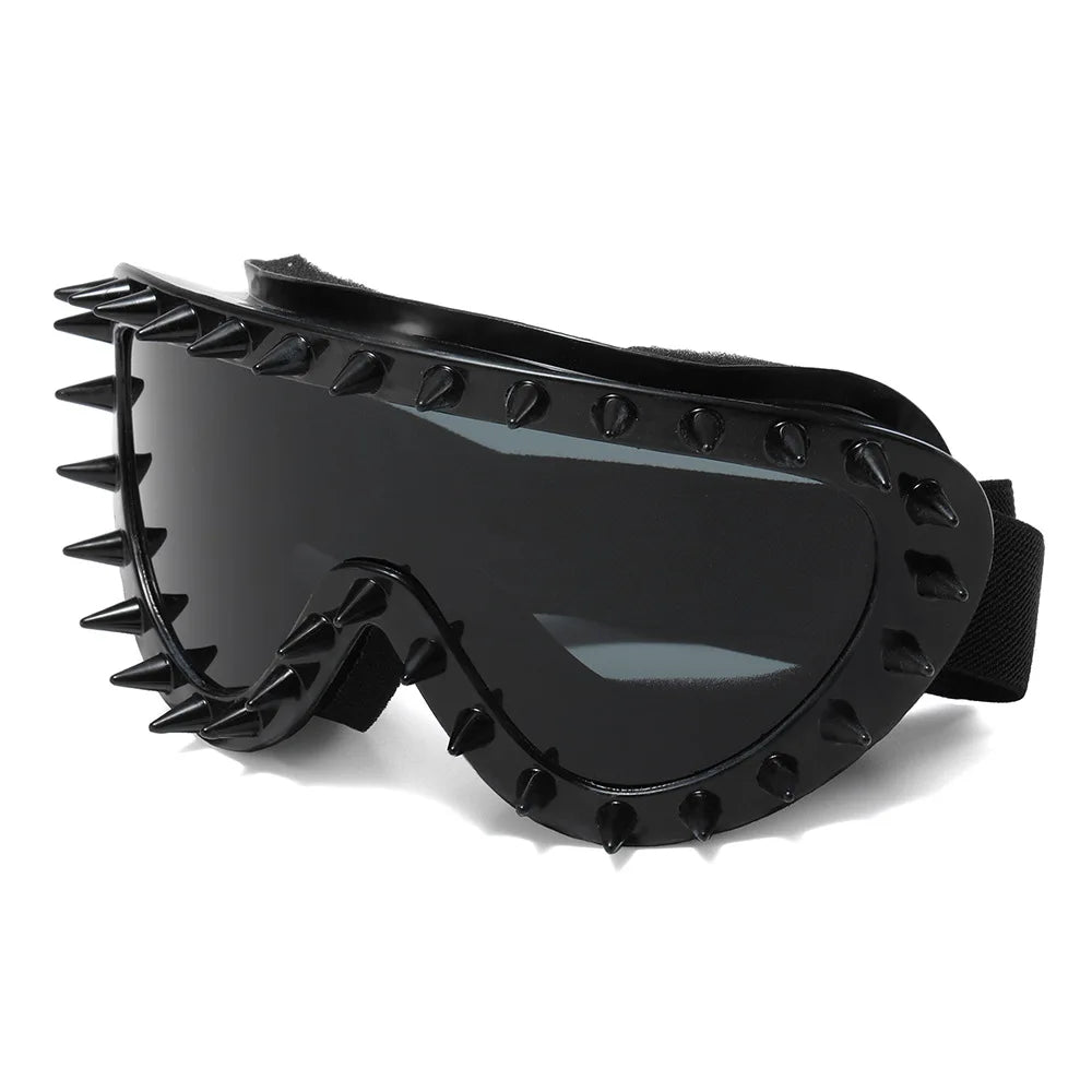 TOYEARN Steampunk Y2K Big Frame Rivet Sunglasses UV400 Fashion Sunglasses SWANS Black Black