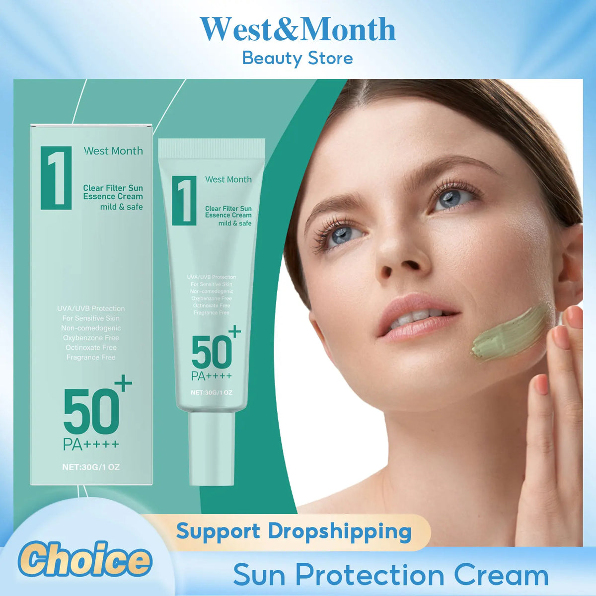 WEST MONTH SPF50 Sunscreen – Broad Spectrum UV Defense Cream Sunscreen Cream SWANS