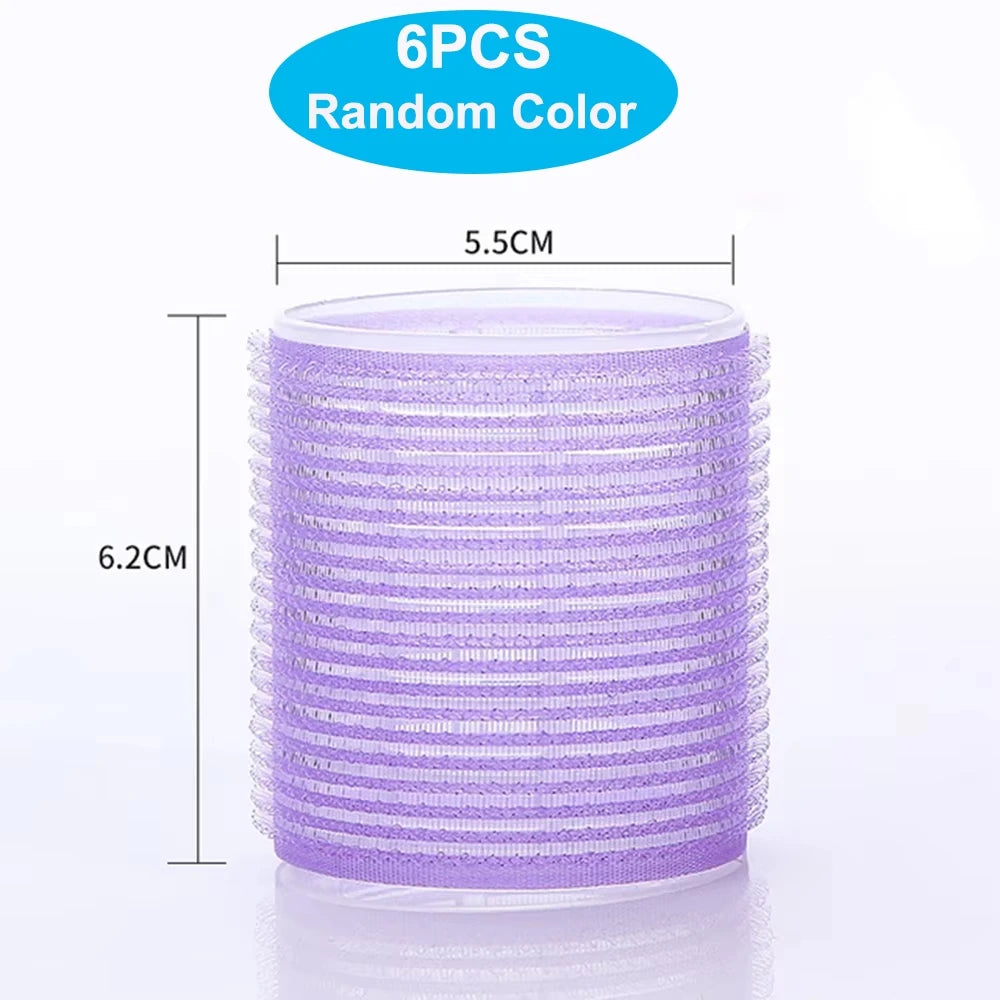 6-Pack Jumbo Self-Grip Heatless Hair Rollers – DIY Curlers Hair Rollers SWANS 55mm random color