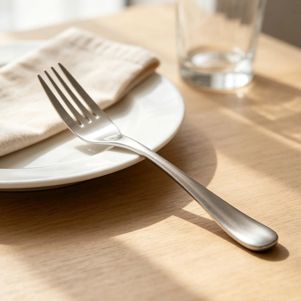 WINOMO Pure Titanium Bent Handle Dinner Fork – Sandblasted Titanium Dinner Fork SWANS