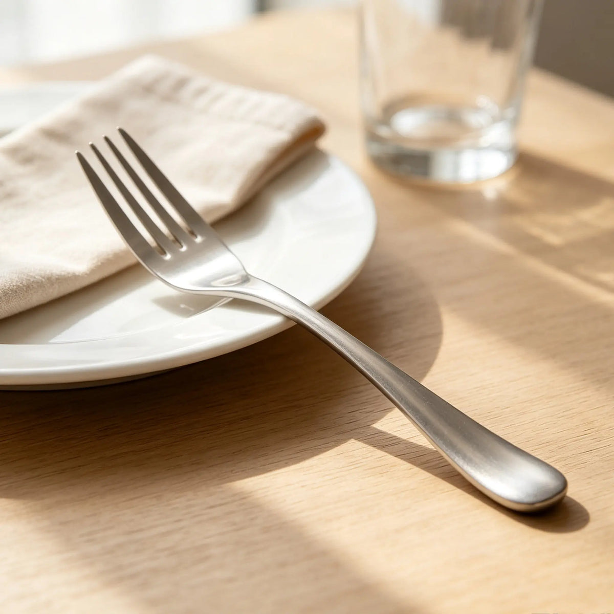 WINOMO Pure Titanium Bent Handle Dinner Fork – Sandblasted Titanium Dinner Fork SWANS