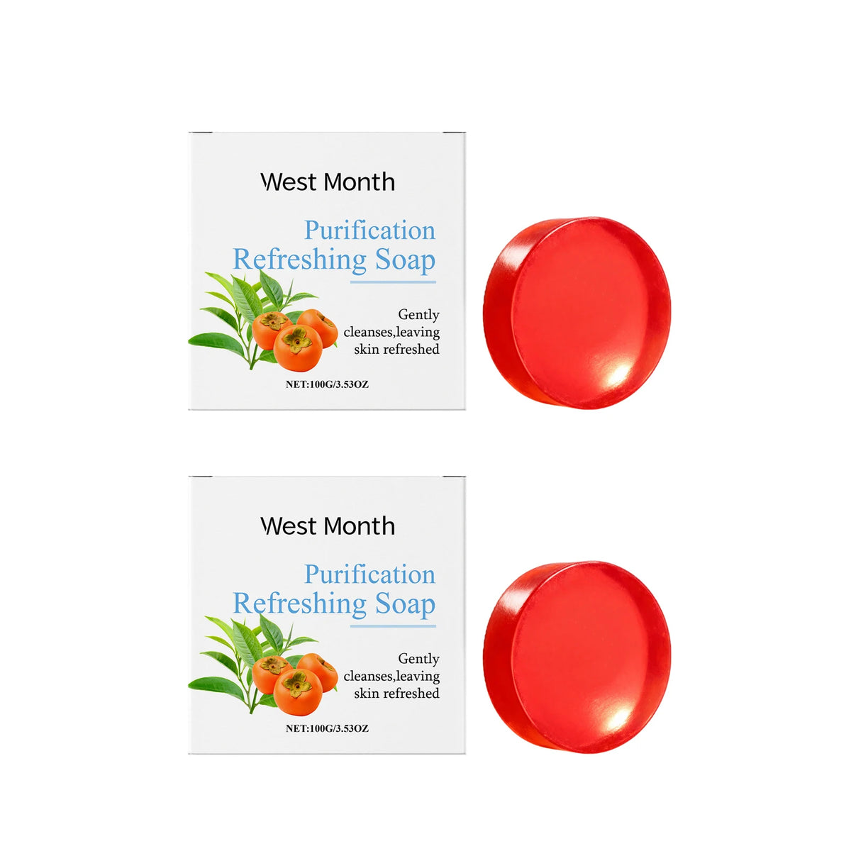 West&Month Persimmon Cleansing Soap – Brightening Body Bar Cleansing Bar Soap SWANS 200g boxed
