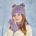 Kids Winter Hat Gloves & Scarf Set – Knit Beanie with Pom Kids Winter Accessory Set SWANS Multicolor