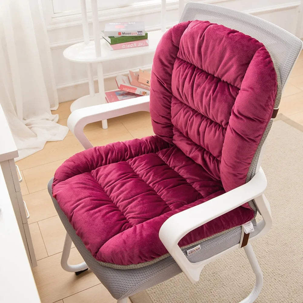 Velvet Thickened Office Chair Cushion – Warm Tufted Seat Pad Chair Seat Cushion SWANS Wine Red
