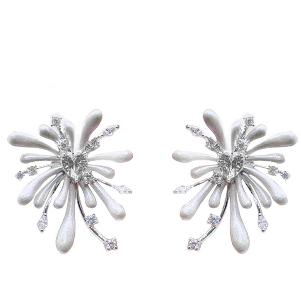 Red Enamel Zirconia Firework Stud Earrings – Korean Style Stud Earrings SWANS