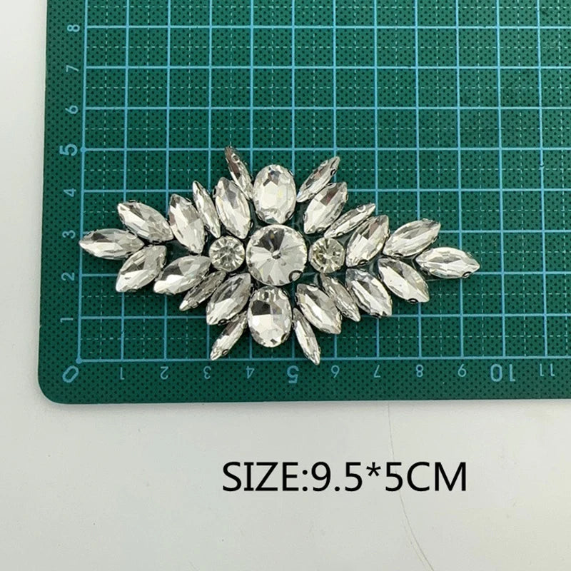 Floral Rhinestone Iron-On Applique – Crystal Beaded Patch Rhinestone Iron-On Patch SWANS