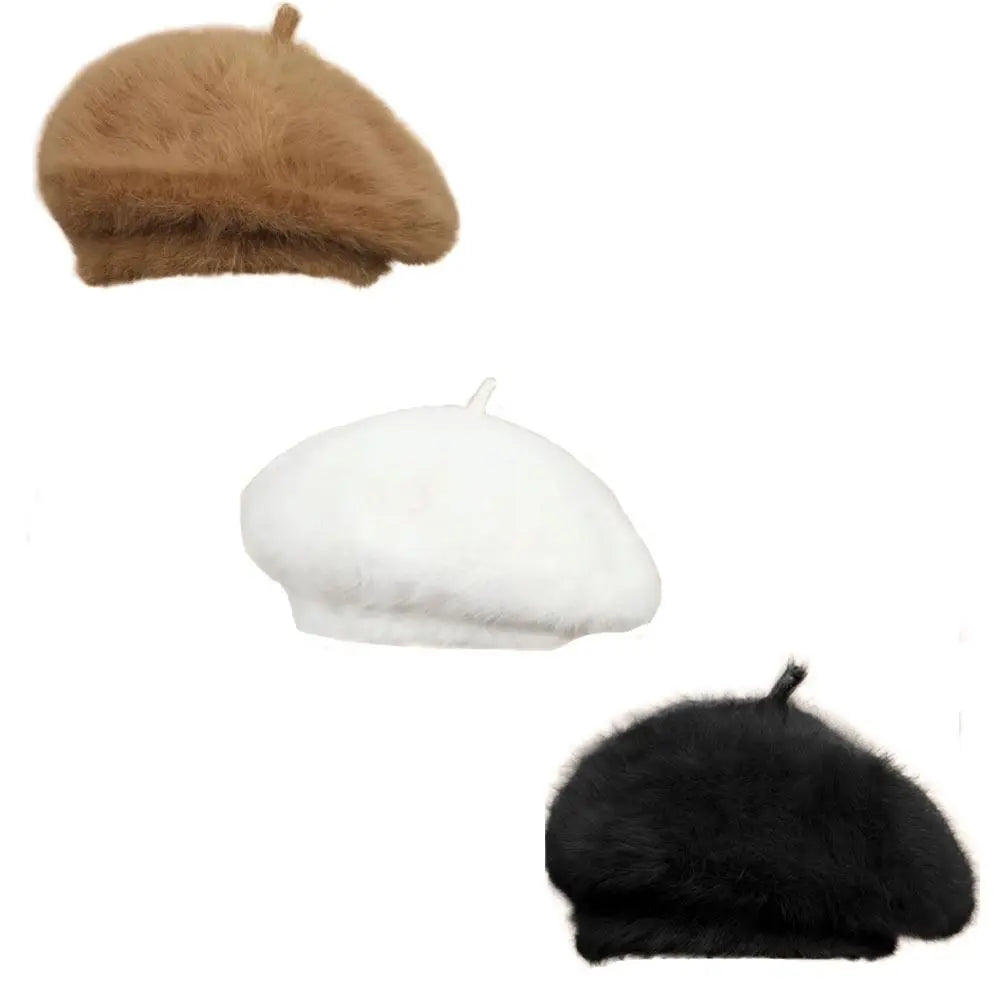 Thicken Plush Beret Hat – Unisex Warm Winter Beanie Cap Winter Beret Hat SWANS