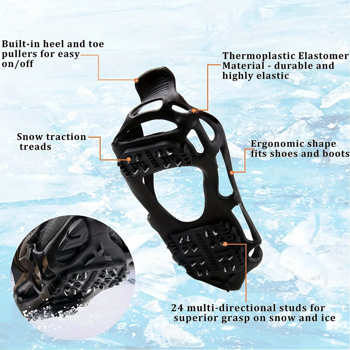 Ice Cleats for Shoes & Boots | Anti-Slip Steel Spike Snow Grips Ice Traction Cleats SWANS
