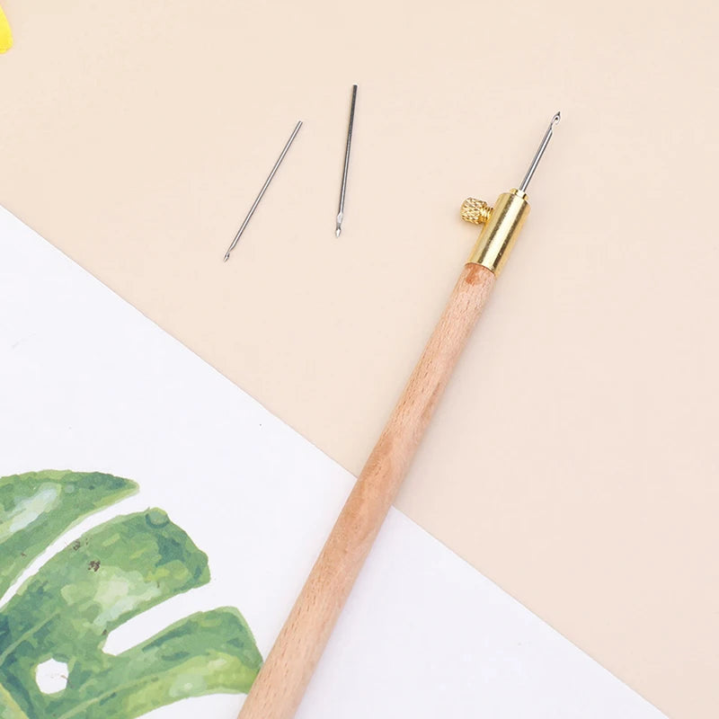 Tambour Embroidery Hook Set – Wooden Handle & 3 Needles Embroidery Hook Set SWANS