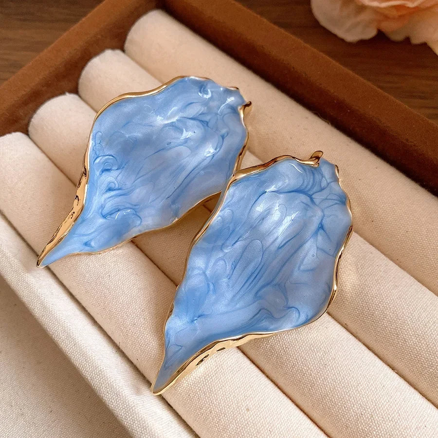 Tree Leaf Earrings – Vintage Elegant Women's Fashion Jewelry Fashion Earrings SWANS Blue