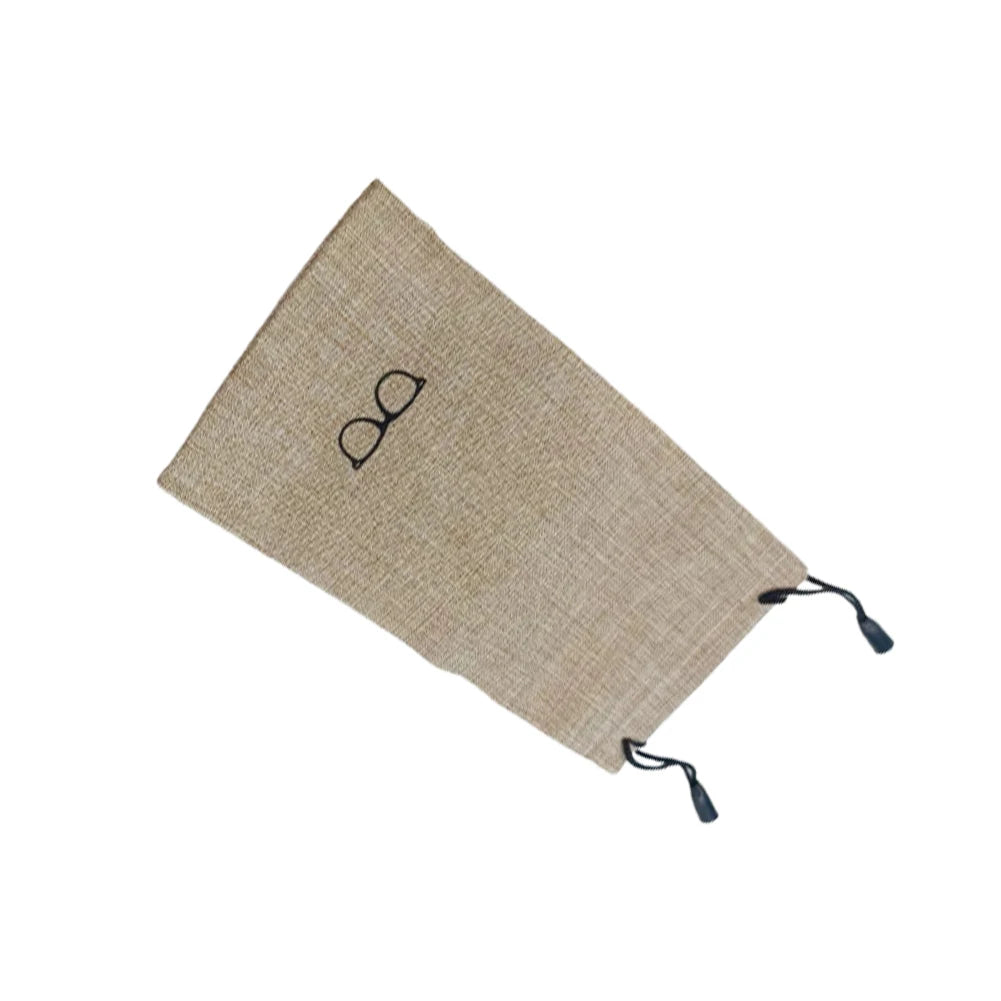 Soft Linen Glasses Case – Dustproof Drawstring Pouch for Travel Eyewear Pouch Case SWANS Beige