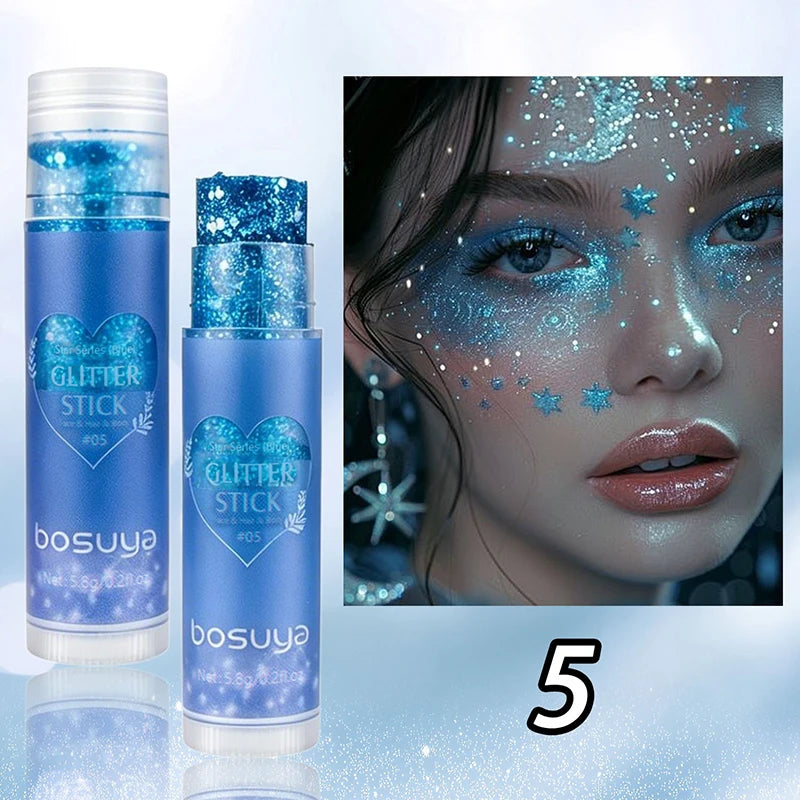 Sequins Glitter Gel Stick – Eye, Face & Body Sparkle Makeup Glitter Makeup Stick SWANS 05