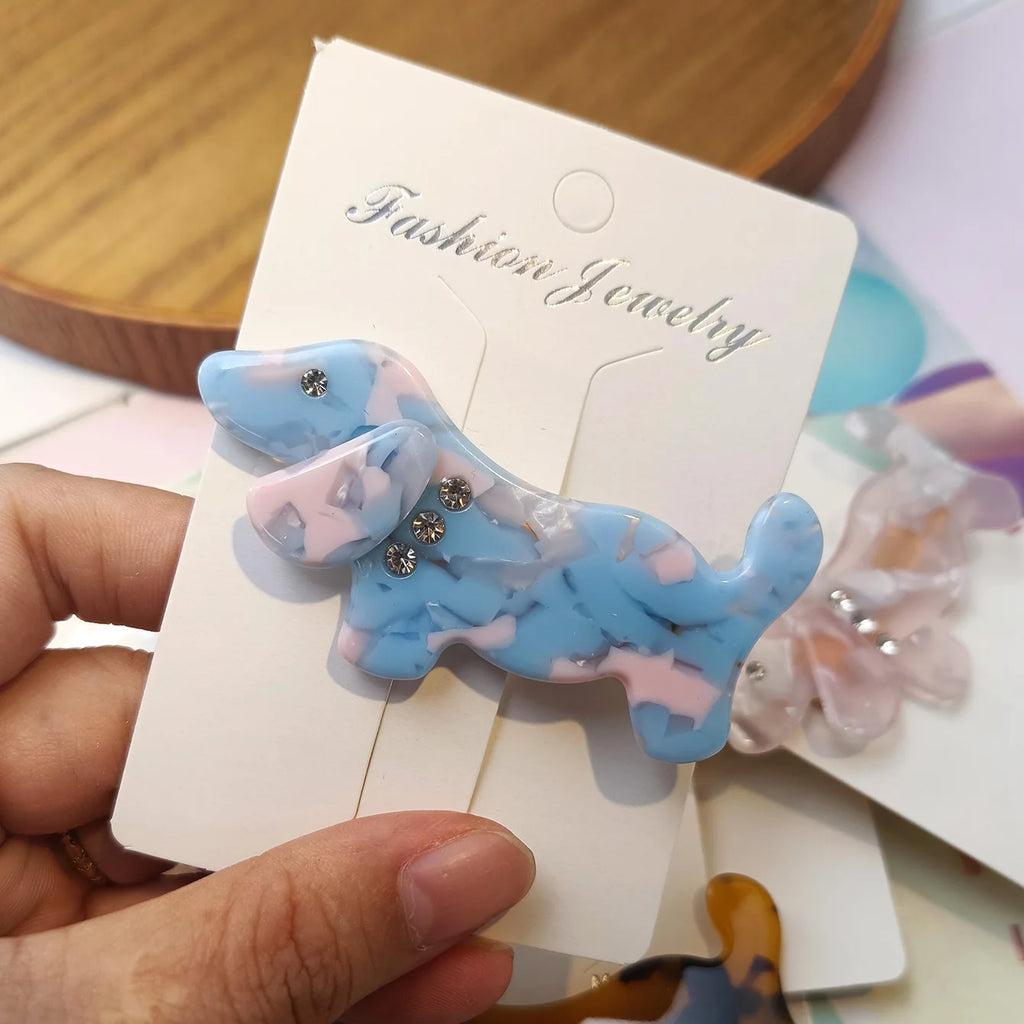 Dog Shaped Rhinestone Hair Clip – Cute Cartoon Hairpin Hair Clip SWANS 1 pc 05