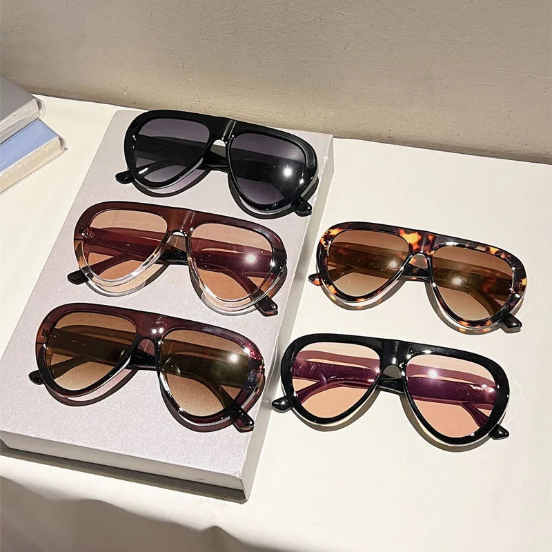 TOYEARN Y2K Vintage Pilot Sunglasses UV400 Big Frame Unisex Fashion Sunglasses SWANS