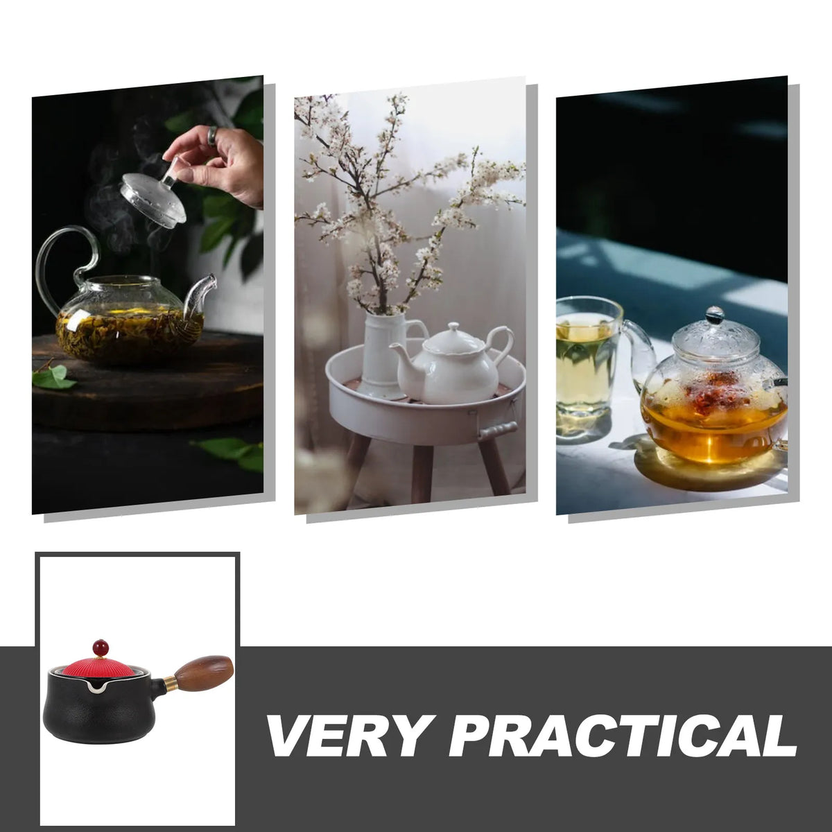 WINOMO Ceramic Side Handle Teapot for Loose Leaf Tea Ceramic Teapot SWANS