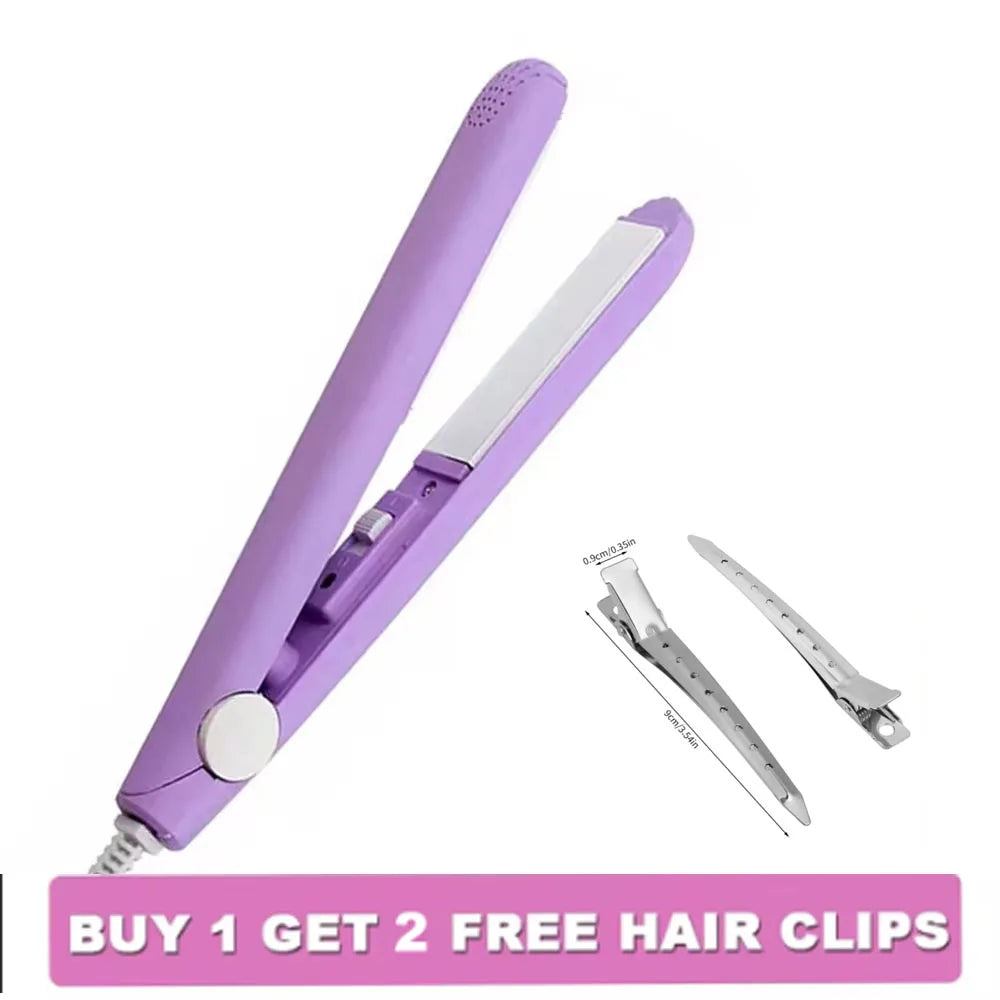 YIBER Mini 2-in-1 Ceramic Flat Iron – Travel Hair Straightener Hair Straightener Curler SWANS Best-Selling Purple EU