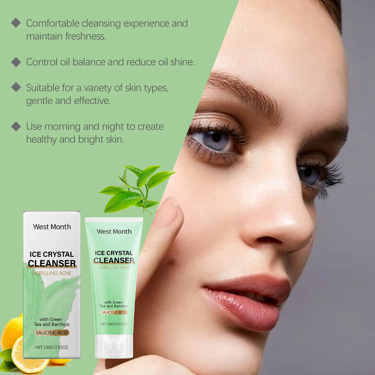 WEST MONTH Deep Cleansing Face Wash – Oil Control Clear Skin Facial Cleanser SWANS