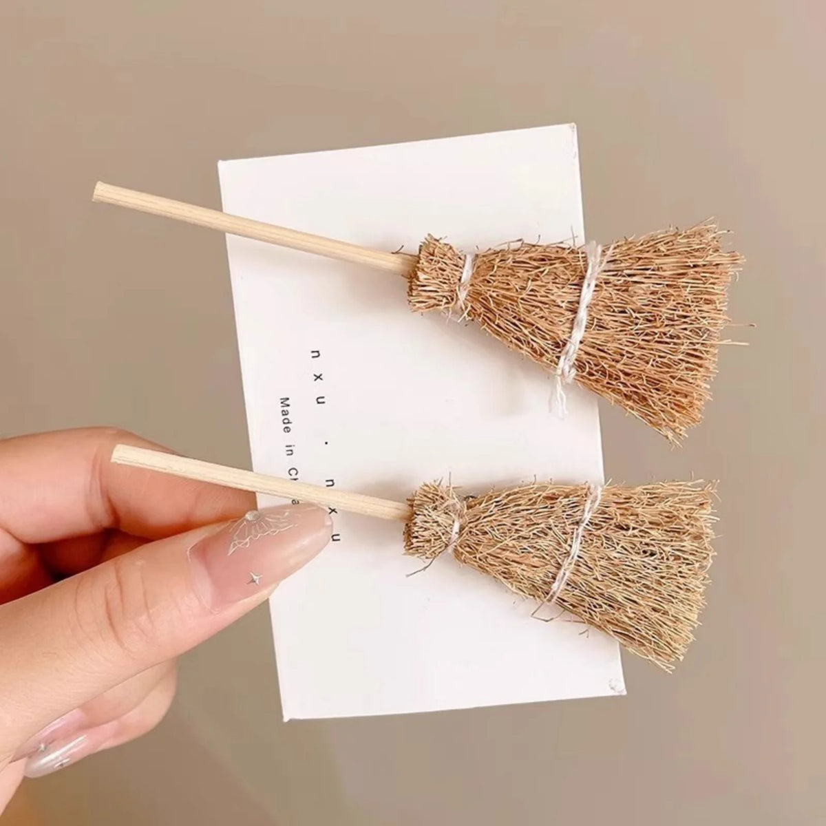 Korean Mini Broom Hair Clip – Handmade Linen Barrette Hair Clip Barrette SWANS