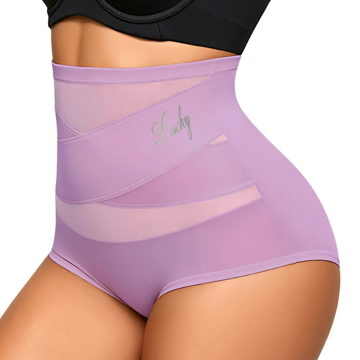 Women's High Waist Mesh Tummy Control Shapewear & Butt Lifter Women's Shapewear SWANS 8855Lavender 4XL
