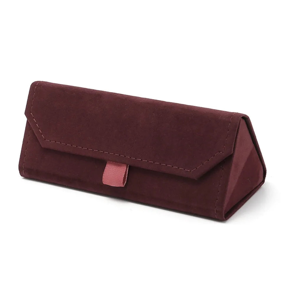 Velvet Folding Glasses Case – Magnetic Sunglasses Box Unisex Eyewear Case SWANS wine red