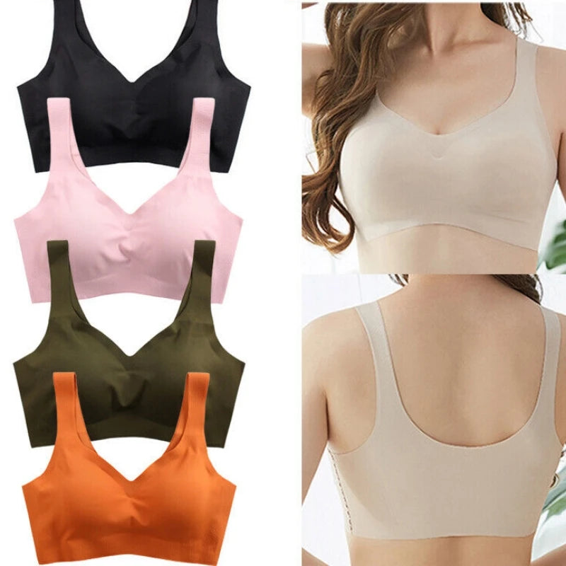 Women's Seamless Wire-Free Bralette – Removable Pad Ice Silk Bra Seamless Bralette SWANS