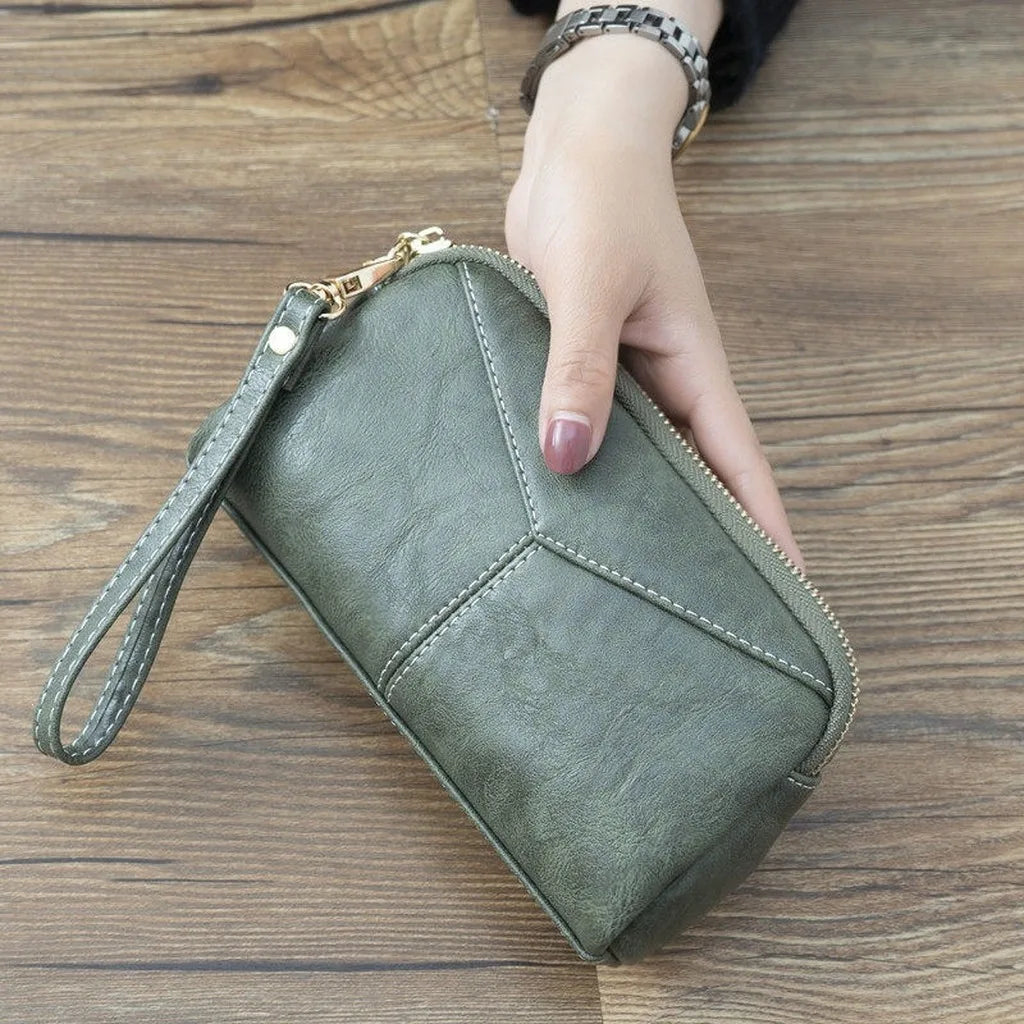 Women's PU Leather Long Clutch Wallet – Multifunctional Purse Women's Clutch Wallet SWANS Dark Green
