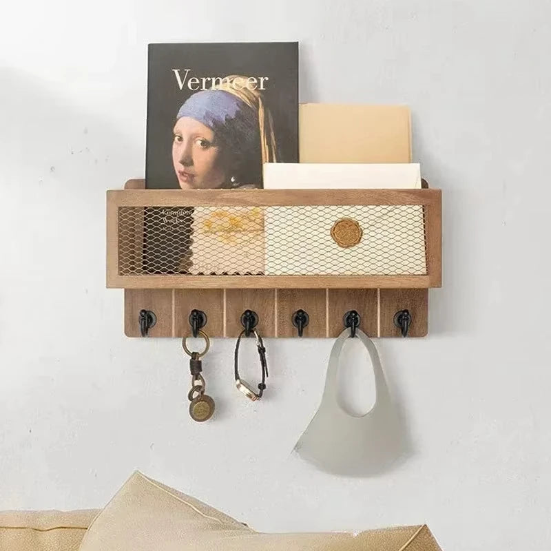 SWANS Wall-Mounted Wood Key & Mail Organizer Rack Key & Mail Organizer SWANS