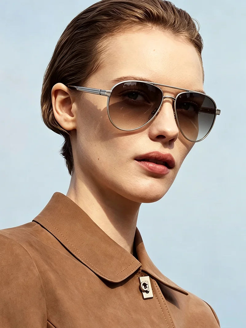TOYEARN Vintage Pilot Sunglasses UV400 Double Bridge Unisex Pilot Sunglasses SWANS