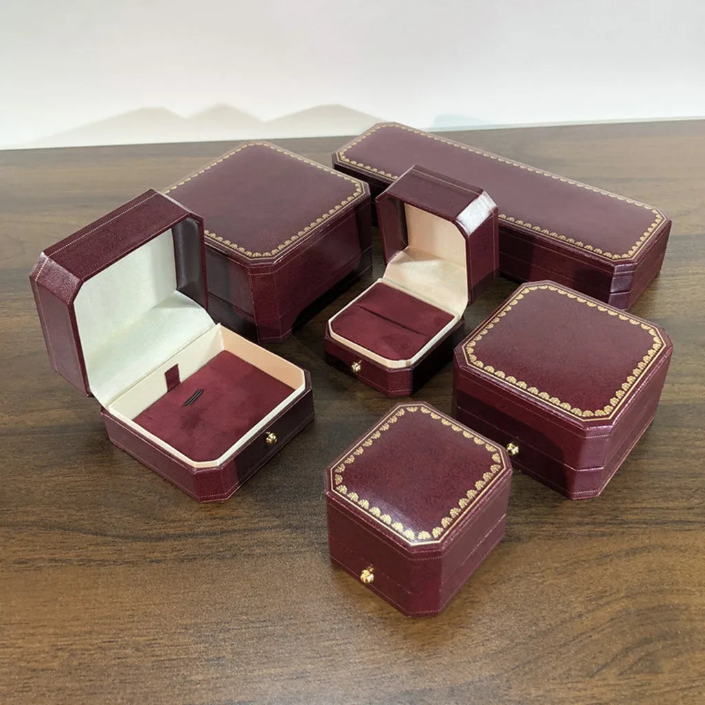 Octagonal Burgundy Jewelry Box – Necklace, Earring & Gift Box Jewelry Gift Box SWANS
