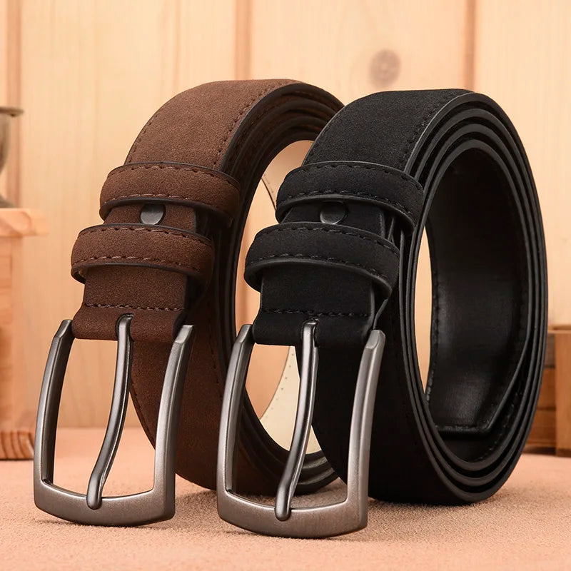 Men's Suede PU Belt – Retro Alloy Buckle | Casual Style Men's Fashion Belt SWANS