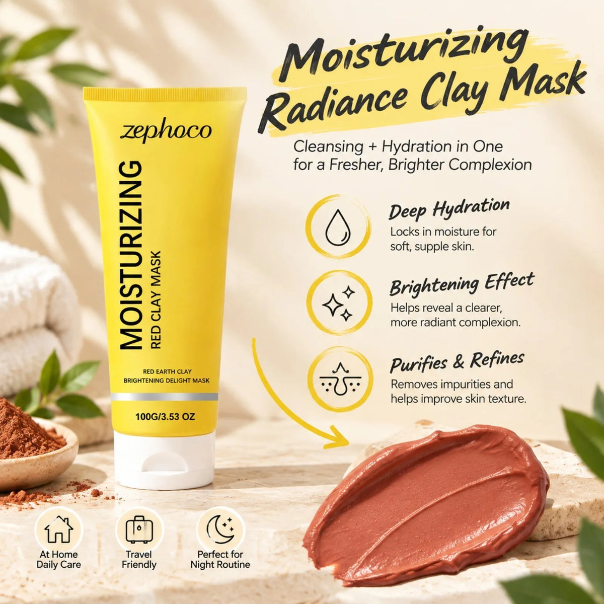 VIARELINE Red Clay Face Mask – Brightening & Oil Control Clay Face Mask SWANS