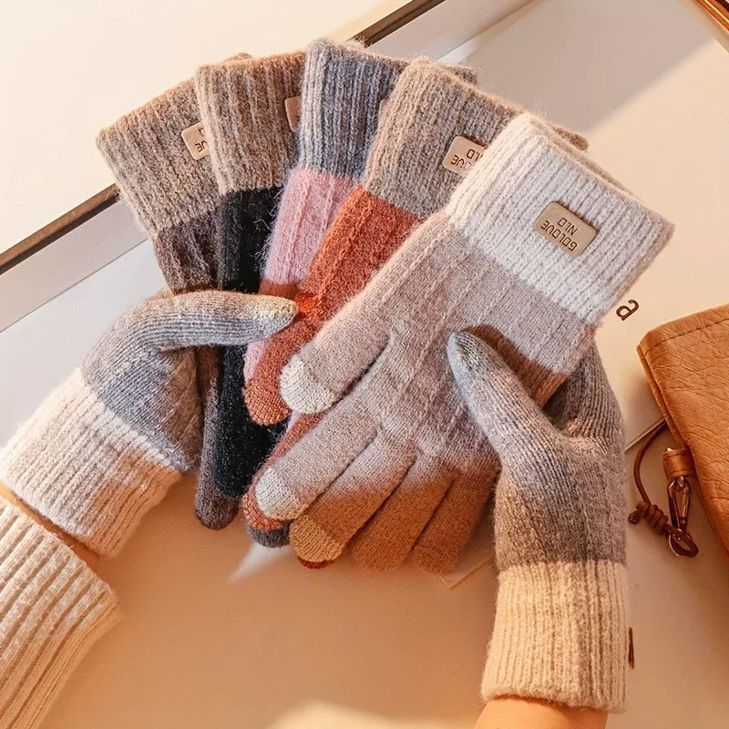 Women's Thick Plush Knitted Gloves – Touchscreen Winter Warm Knitted Winter Gloves SWANS