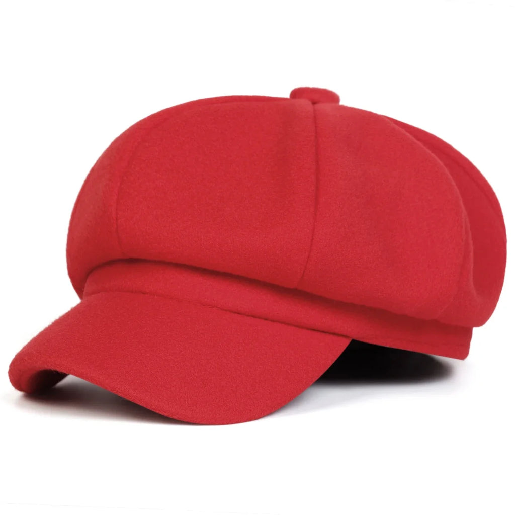 Solid Color Beret Hat – Unisex Autumn Winter Windproof Cap Beret Hat SWANS Red