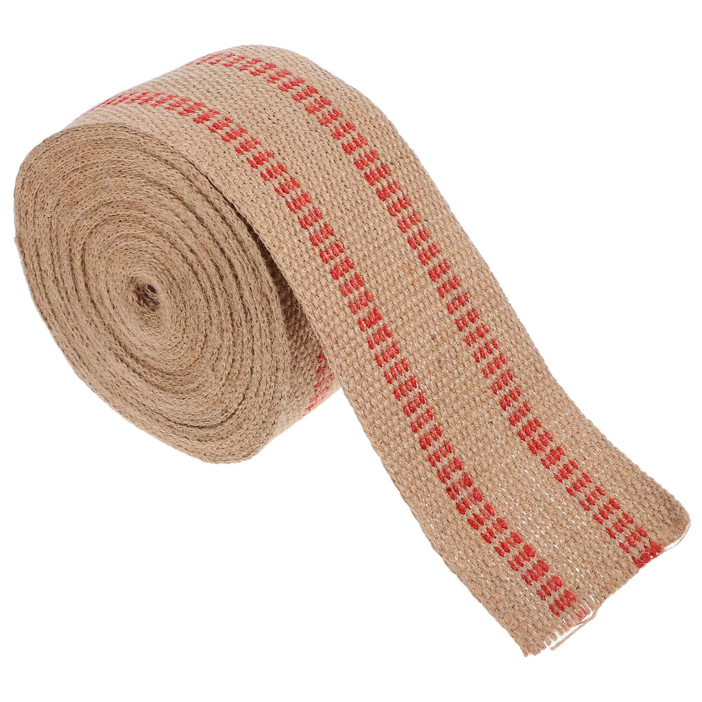 10M Red Striped Jute Webbing Tape – Chair & Upholstery Ribbon Jute Webbing Tape SWANS Default Title