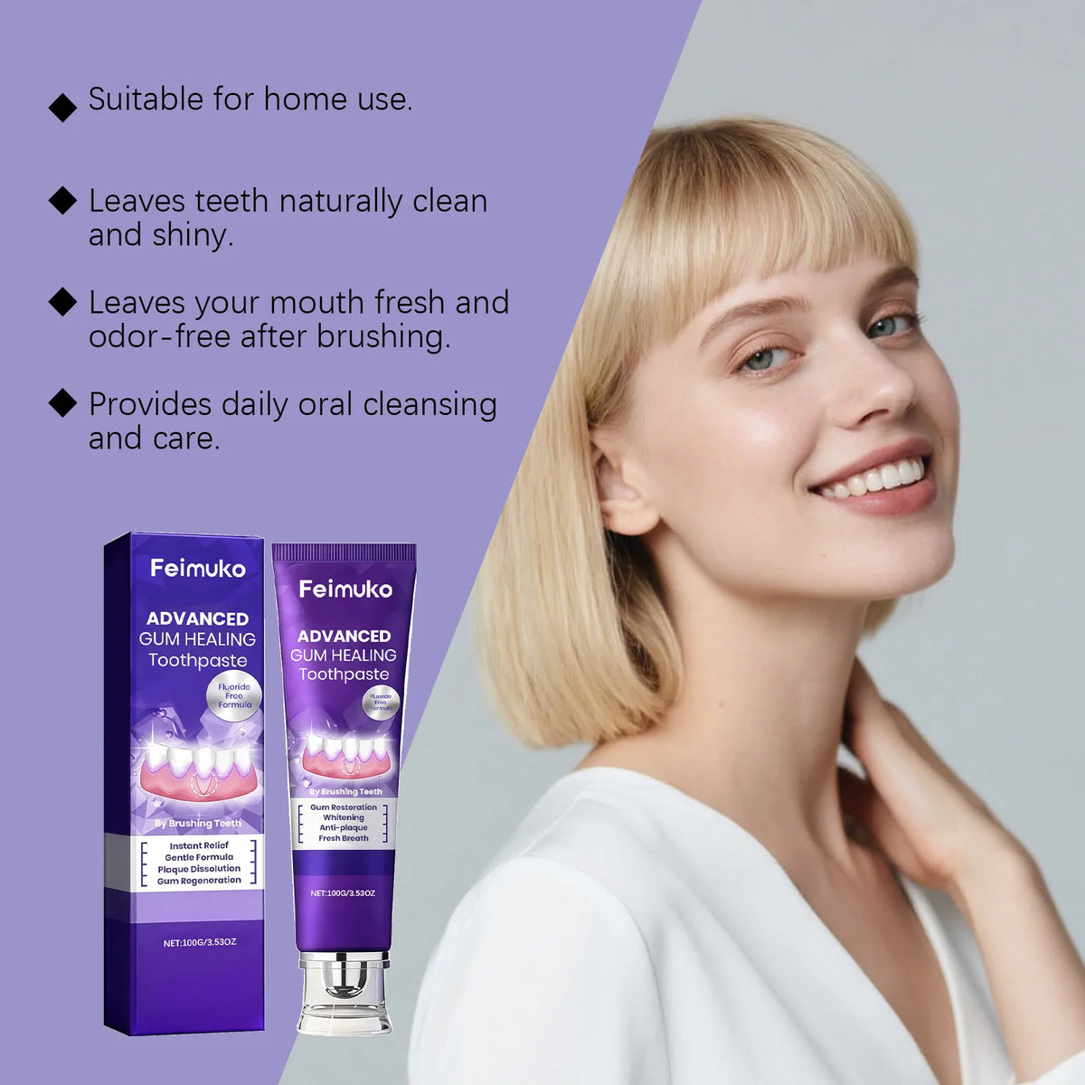 FEIMUKO Whitening Toothpaste – Stain Removal & Fresh Breath 100g Whitening Toothpaste SWANS