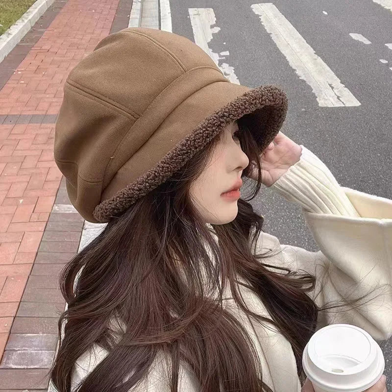 Women's Fleece Lined Winter Beret Hat – Warm Plush Ear Cover Winter Beret Hat SWANS