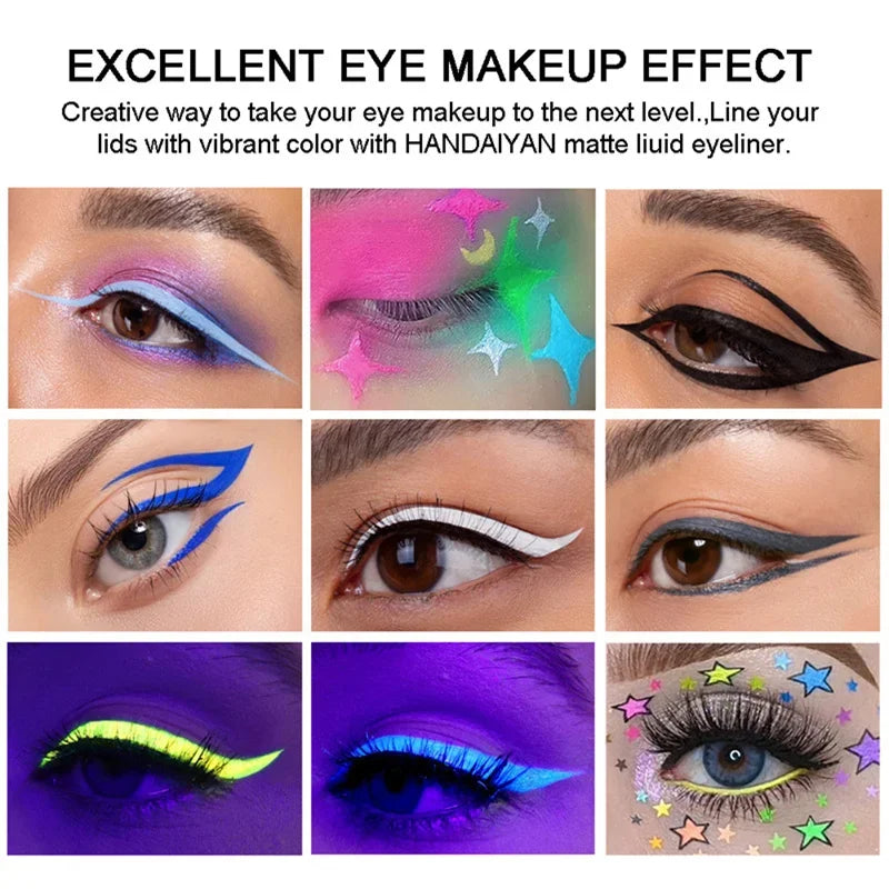 HANDAIYAN 12-Pc Waterproof Color Liquid Eyeliner Set – Matte Liquid Eyeliner Set SWANS