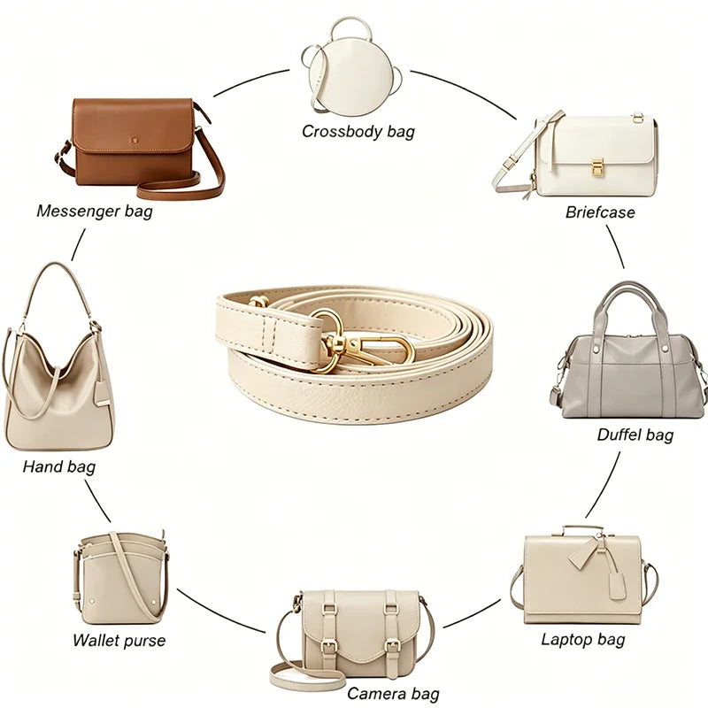 PU Leather Adjustable Bag Strap – Gold & Silver Buckle Bag Strap SWANS