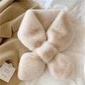 Women's Faux Rabbit Fur Collar Scarf – Plush Winter Wrap Faux Fur Scarf SWANS Beige One Size