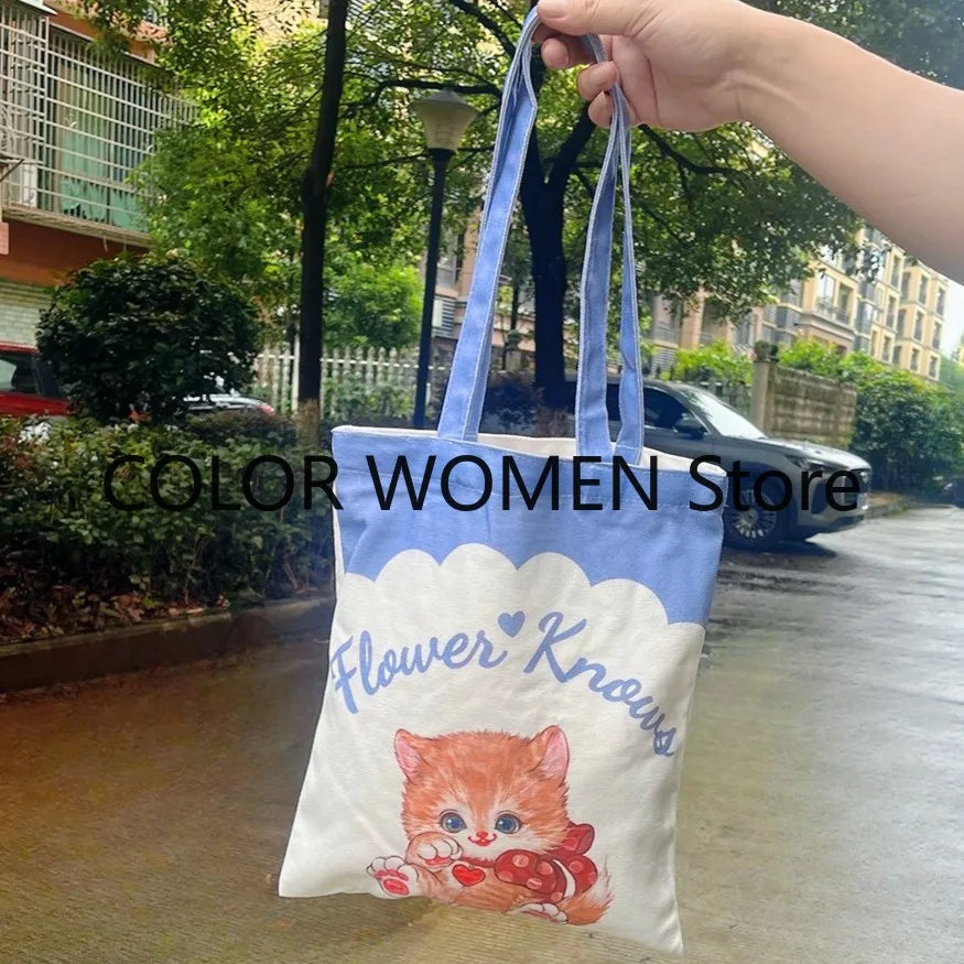 Flower Knows Orange Cat Limited Edition Canvas Makeup Bag Canvas Makeup Bag SWANS