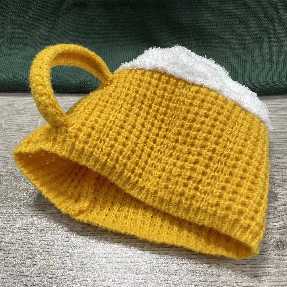 3D Beer Cup Knitted Beanie – Funny Unisex Winter Hat & Gift Novelty Knit Beanie SWANS