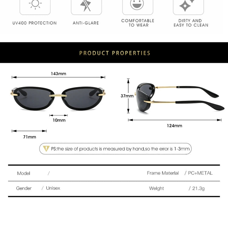 TOYEARN Y2K Oval Sunglasses UV400 Vintage Sport Goggle Fashion Sunglasses SWANS