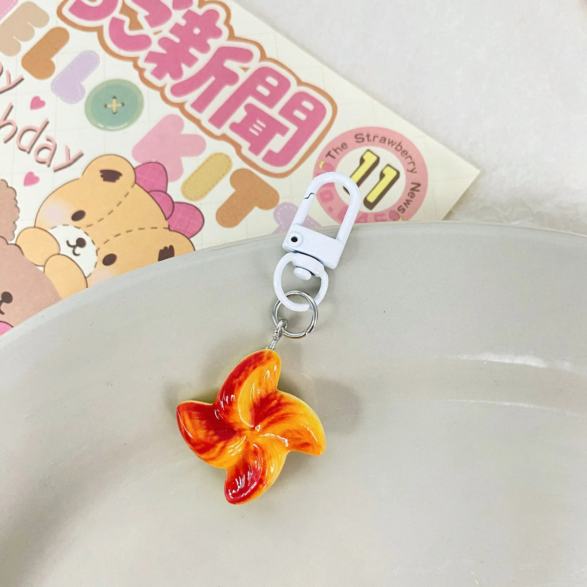 Whimsical Pastry Food Keychain – Dough Twist Bag Charm Novelty Keychain Charm SWANS F