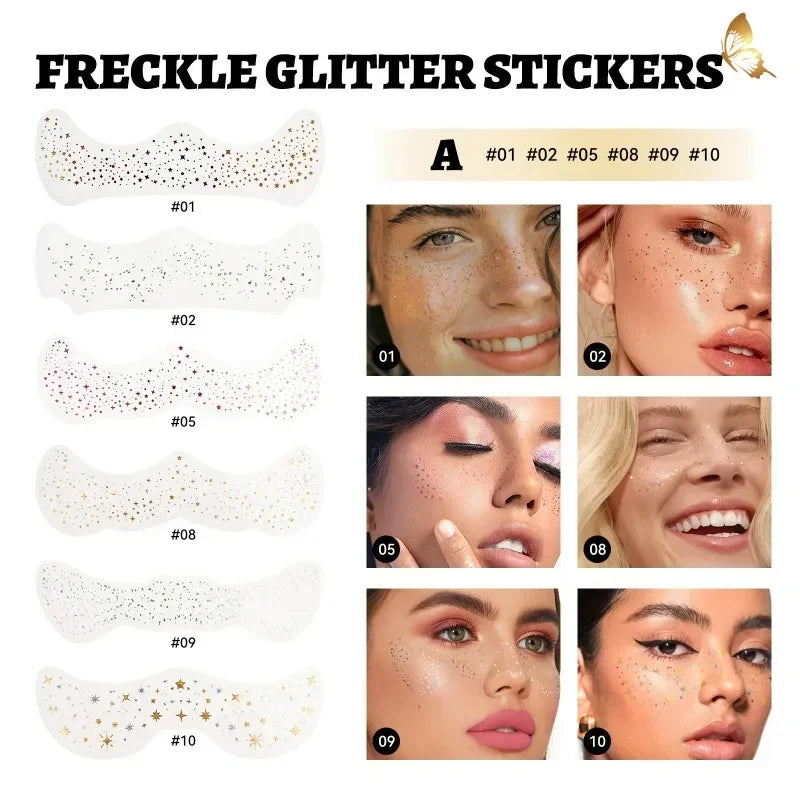 6-Pack Fake Freckle Tattoo Stickers – Waterproof Face Makeup Temporary Tattoo Sticker SWANS Set A 6pcs