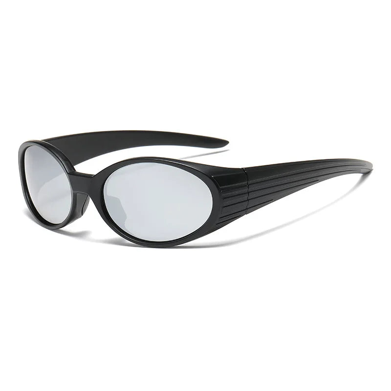 Y2K Steampunk Vintage Sunglasses Unisex UV400 Punk Goggle Steampunk Sunglasses SWANS Black Silver